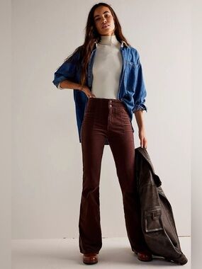 Free People We The Free Jayde Flare Corduroy Pants Brown Size 25 - 32” inseam